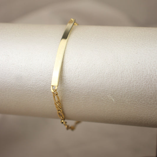Pulsera fígaro con placa 10k #35