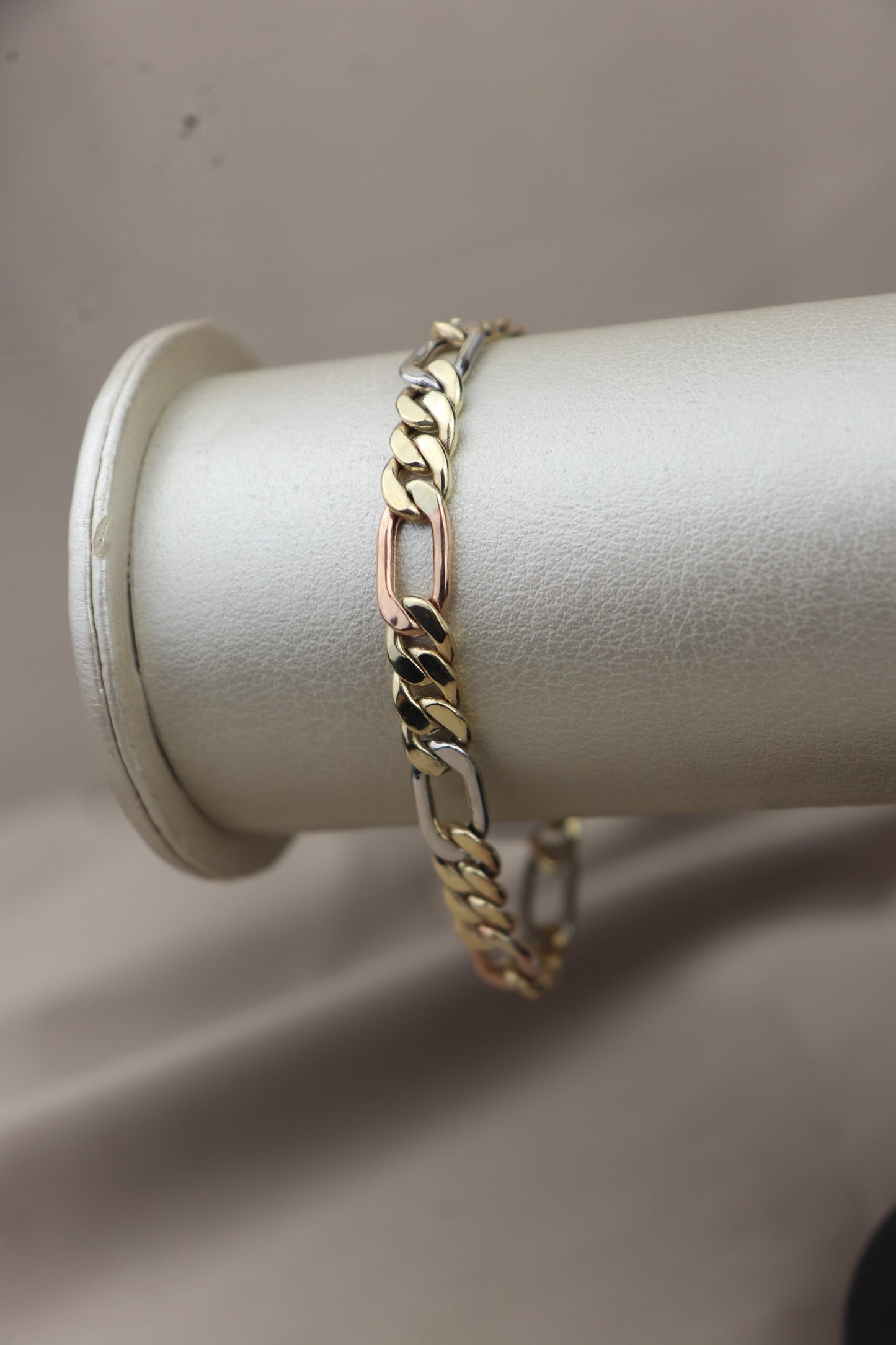 Pulsera Fígaro 3 oros 10k #53