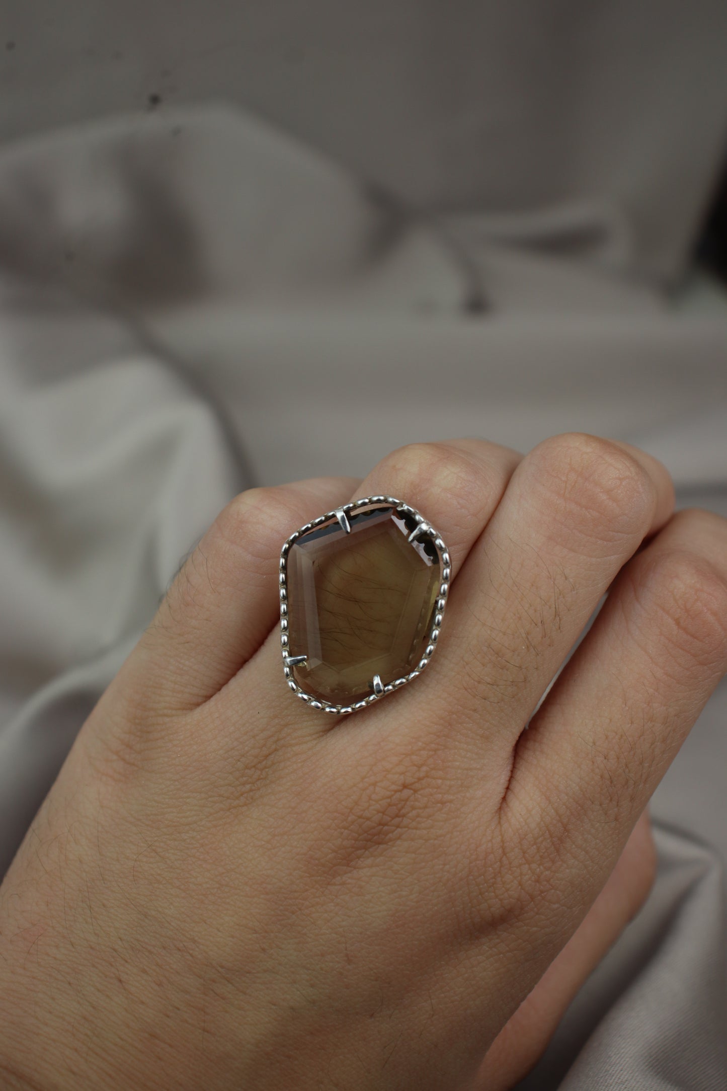 Anillo facetado - plata #73