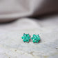 Aretes de oro de 18K flor de esmeralda#12