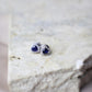 Aretes en forma de corazón en oro blanco con diamantes y zafiros#13