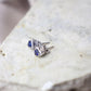 Aretes en forma de corazón en oro blanco con diamantes y zafiros#13