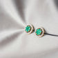 Aretes circulares en oro de 18K con diamantes y esmeraldas#14