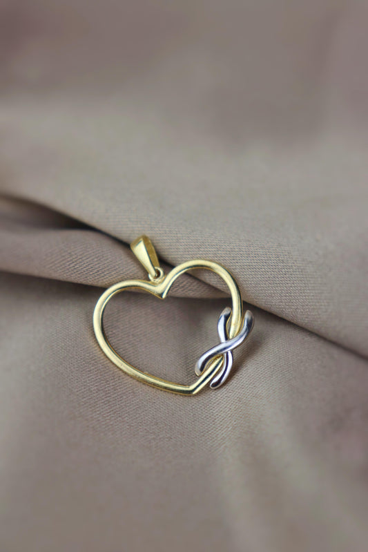 Dije de corazón con detalle en oro blanco #21