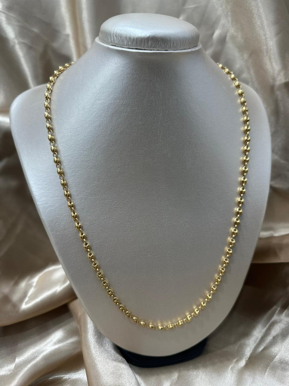 Cadena tejido cafe 18k #A42