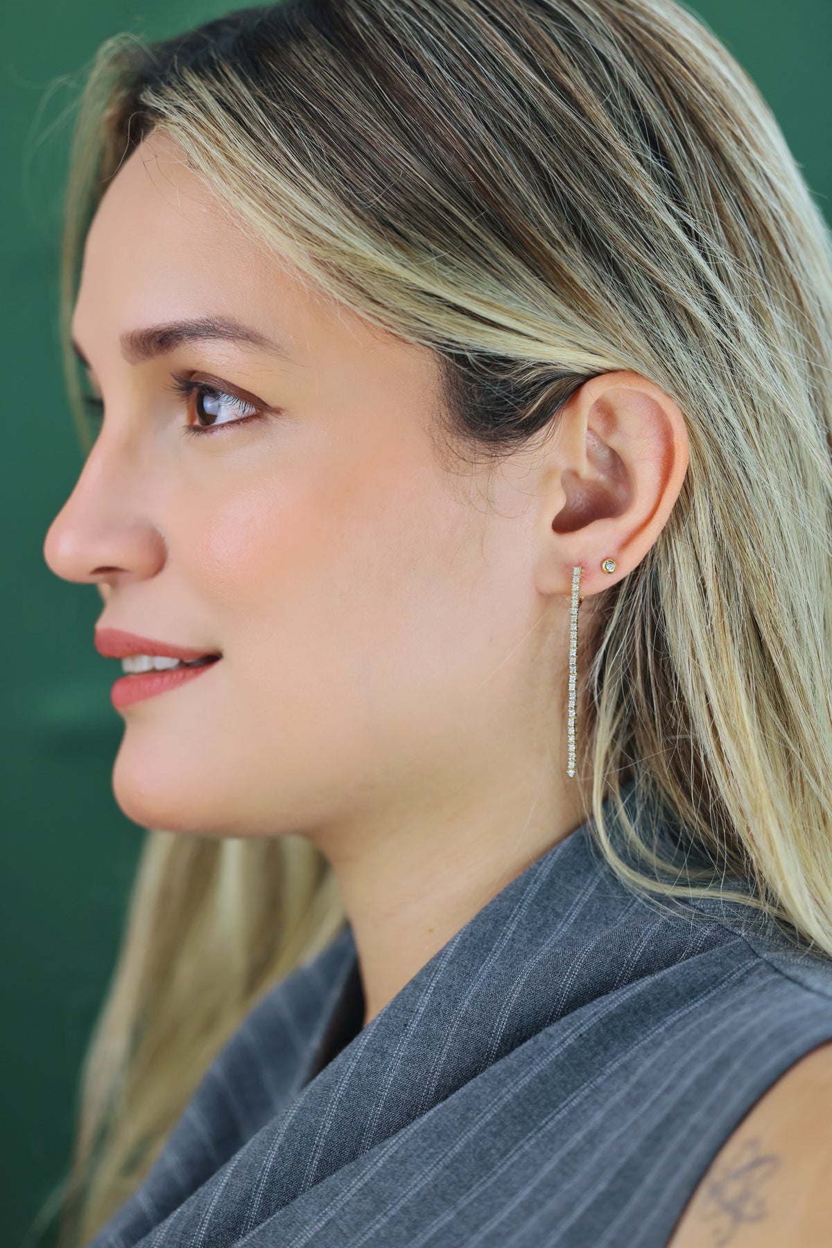 Long diamond earrings